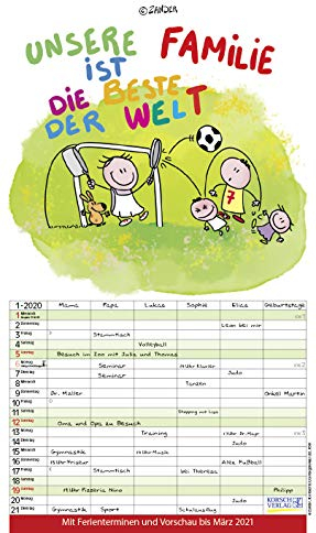Unsere Familie ist die beste! 2020: Familienkalender - 6 breite Spalten mit viel Platz. Hochwertiger Familienplaner mit Ferienterminen, Vorschau bis März 2021 und tollen Extras. 27 x 47 cm.