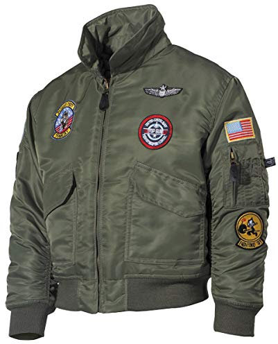 MFH US Kinder-Pilotenjacke, CWU, mit Fliegerabzeichen (Oliv, XL)