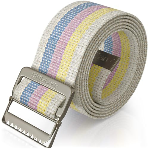 Skil-Care Cotton Gait Belt, Pastel Stripe, 60, Metal Buckle for Seniors