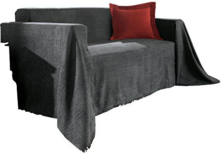 Erwin Müller Sofaüberwurf, Sesselüberwurf, Sesselauflage anthrazit/schwarz Größe 160x190 cm - samtiges Gewebe, mit Kuvertsaum - (weitere Farben, Größen)