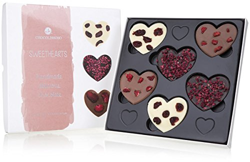 CHOCOLISSIMO - Cadeau d'Amour en Chocolat - Cœurs aux Fruits Secs, en Chocolat Belge - Idée Cadeau Anniversaire, Amoureux pour Homme, Cadeau Saint Valentin