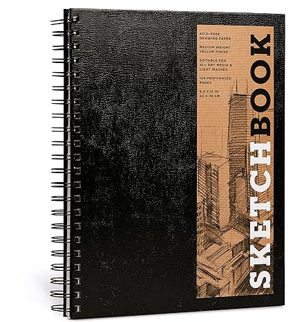 Sketchbook 8.5 x 11 Black Spiral Hardcover Mixed Media Sketchbook for Drawing: Acid-Free Quality Paper (128 pages) (Union Square & Co. Sketchbooks)