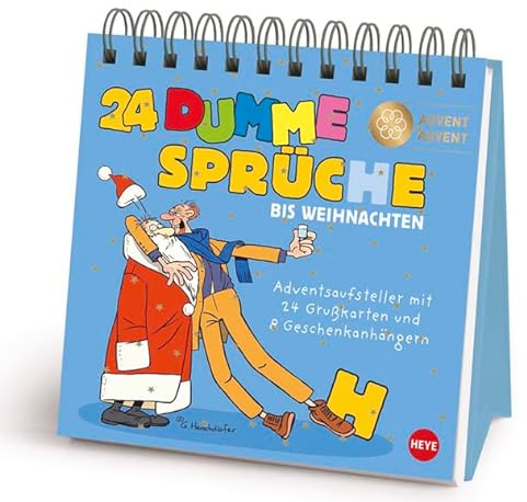 24 Dumme Sprüche Adventsaufsteller: Mit 24 Grußkarten und 8 Geschenkanhängern