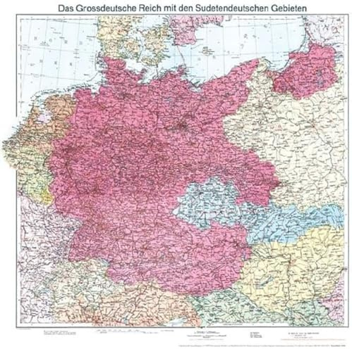 Historische Karte: DEUTSCHLAND 1938 mit Sudetenland (gerollt): Deutsche Reich - Sudetenland