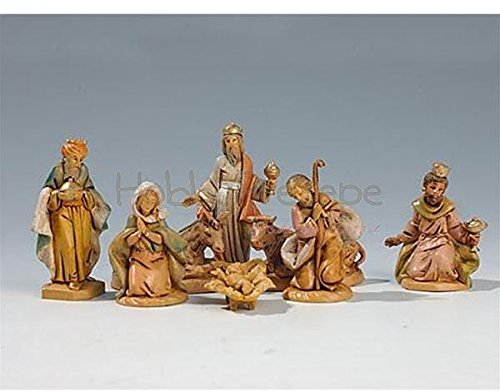 Krippenfiguren 8 Stück Typ Holz cm.6,5 Fontanini