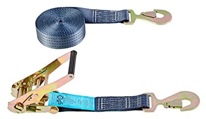 Connex Zurrgurt - Zweiteilig - 8 m x 50 mm -43000 kg maximale Belastbarkeit - Mit Spannratsche & Karabinerhaken - Aus Polyester / Spanngurt / Ladungssicherung / Ratschengurt / B34417