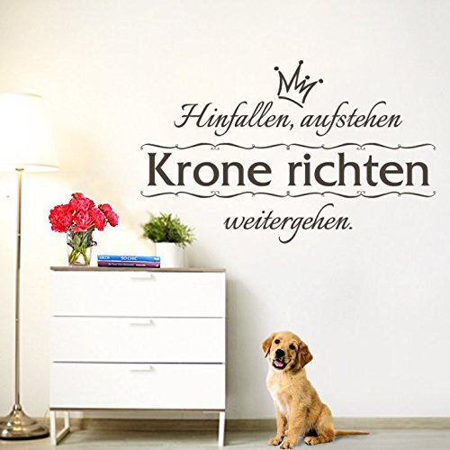 Grandora W5012 Wandtattoo Spruch Hinfallen aufstehen Krone richten weitergehen Gold (BxH) 58 x 36 cm