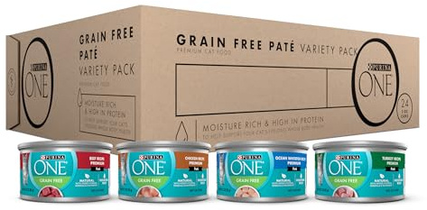Purina ONE High Protein, Grain Free Pate Wet Cat Food Variety Pack, Grain Free Formula - (Pack of 24) 3 oz. Cans