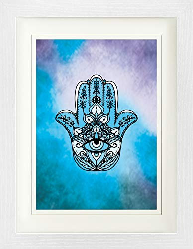 1art1 Spiritualität Poster Hamsa, Die Hand Der Fatima, Schutz Vor Dem Bösen Gerahmtes Bild Mit Edlem Passepartout | Wand-Bilder | Im Bilderrahmen 40x30 cm