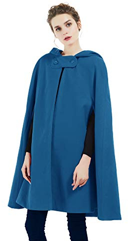 BEAUTELICATE Umhang Damen mit Kapuze Wollmischung Poncho Hochzeit Braut Winter Voller Hälfte Länge Cape Halloween Kostüm Weihnachten
