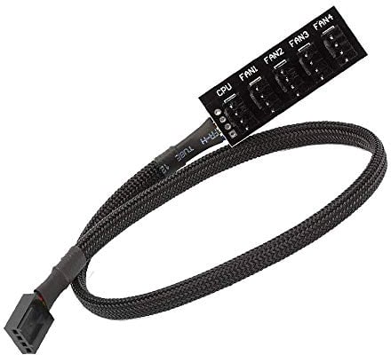 4-Pin PWM-Lüfternabe, 4-Pin-Anschluss für CPU-Lüfter PC-Lüfter-Hub, Lüfter-Stromversorgungskabel-Splitter 4 PIN/3PIN ummanteltes Hub-Adapterkabel für 12V Desktop-Computer-Kühler-Gehäuselüfter (5 Wege)