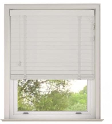 Luxury Faux Wood Venetian Blinds with Tapes, 140x130cm – White 50mm Slats