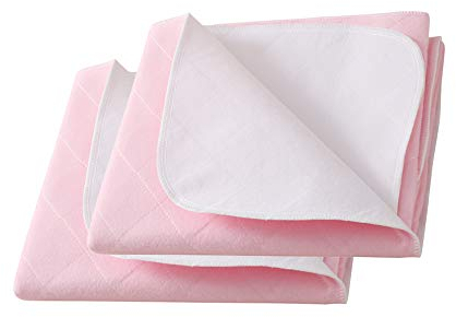 Beedsooth 2er Set wasserdichte Waschbare Inkontinenzauflage 70×90cm, Atmungsaktive Saugvlies Weichheit Inkontinenzunterlage für Kinder oder Erwachsene, Rosa