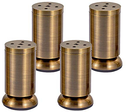 LLPEIJIE026 4X Möbelfüße,Metall Möbelbeine,Verstellbare Schrankfüße,Sofafuß,mit Gummimatte & Schrauben,für Tische,Betten, Couch,Ottomane,Regale Usw,Laden Sie 800 kg,Bronze(15cm)