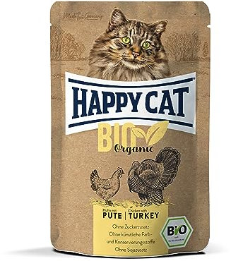 Happy Cat 70487 - All Meat Adult Bio Pouch Huhn/Pute - Katzen-Nassfutter für ausgewachsene Katzen und Kater - 85g Inhalt