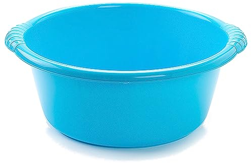 Tradineur - Cubo, Barreño, Tina Multiusos - Fabricado en plástico - Producto y Utensilio de Limpieza - Forma Redonda - Capacidad de 20 litros - Ø 48 cm - Color Azul