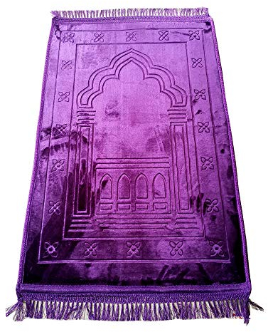 Ramadan24 Tapis de prière islamique - Tapis de prière musulmane - Rembourré - Épais - Doux - Lavable - Namaz avec motif Islam Orient - Antidérapant - 80 x 120 cm (Violet)
