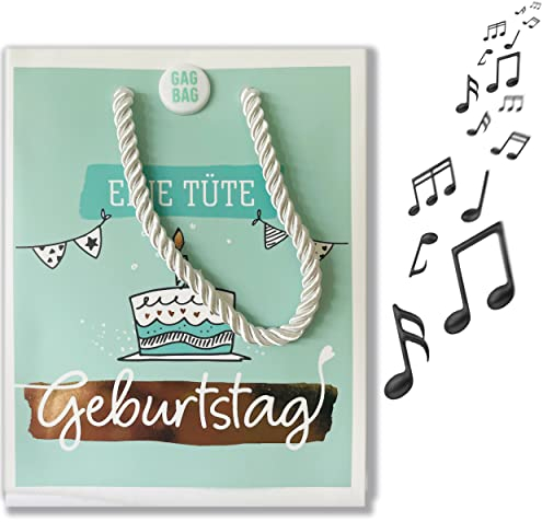 MUSIK-Geschenktüte zum Geburtstag, beim ÖFFNEN der Tasche hört man den Song Celebration, tolle Überraschung, GagBag von bentino