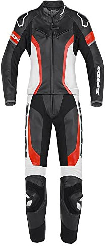 Spidi Laser Touring Due pezzi da donna tuta in pelle della moto (Black/Red/White,42)