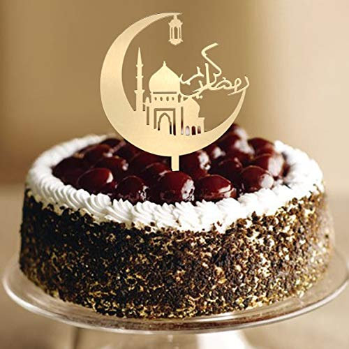 HOMFLON Eid Mubarak Happy Ramadan Cake Topper Islam Islamisch Glitter Hajj Dekor Kuchen Dekorieren Werkzeuge Kuchendeckel Gateau Kage Dekorationen Einfügen