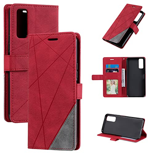 QiongniAN Case for Vivo Y72 5G Leather Case for Vivo Y52 5G Case Leather Case for Vivo Y72 5G V2041 / iQOO Z3 5G V2073A / Y52 5G V2053 / Y53s 5G V2111A Flip case Mobile Phone Case Red