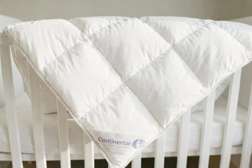 Continental Bedding Bettdecke für Kleinkinder, 100 % weiße Daunen, Schlafdecke mit Baumwollschale, passend für Standard-Kinderbett, 84 x 107 cm, Weiß