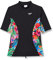 Speedo Women's Short Sleeve Sun Protection Rash Top | UV Protection | Female Surf, Black/Vital Blue/Ecstatic/Sport Green/Hot Orange, S