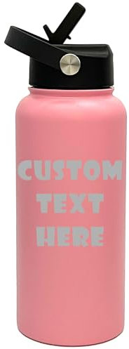 OEZZO Bicchieri personalizzati, bottiglie personalizzate con coperchio ribaltabile a prova di schizzi e perdite, testo a doppia parete inciso al laser per vacanze speciali, compleanni, anniversari