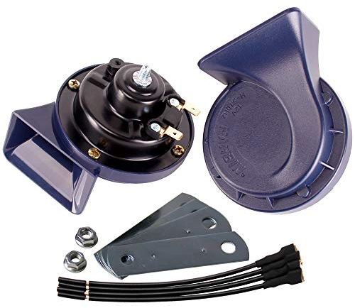 FARBIN Horn 12V Auto Horns Laute Dual-Tone Wasserdichte Auto Horn Elektrische Schnecke Horn Kit Universal für Alle 12V Fahrzeuge (12V, Blau horn)