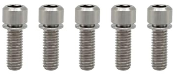 RISON-Titanium Viti per Attacco Manubrio della Bicicletta in Titanio M5x18mm, Vite da Bicicletta con Rondelle, Bulloni Fissi Viti a Brugola Testa Cilindrica per MTB/Bici da Strada, 5 Pezzi