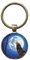 Porte-clés loup hurlant à la lune avec motif silhouette de loup porte-clés en verre cabochon animal bijoux, blanc, L