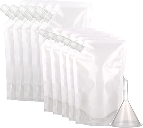 AKORD 10 Pieces Plastic Drinks Flasks Liquor Pouch Concealable Reusable Drinking Pouch Flasks 220 ml and 420 ml with Plastic Funnel for Christmas Party Beverage
