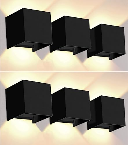 CLAR - Wandleuchte Innen, Wandlampe Innen, LED Wandleuchte Innen, Verstellbarer Lichtwinkel, Wandlampe Schwarz 10W, Neutrales Weiß 4000ºk (Pack 6)