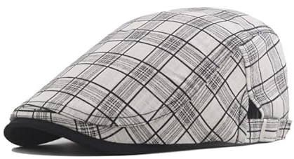 Unisex Karierte Cap Flat Baskenmütze Frühling Sommer Kappe für Männer Frauen Flache Unisex Plaid Cap Karierte Baskenmützen für Männer und Frauen, beige, 58 cm