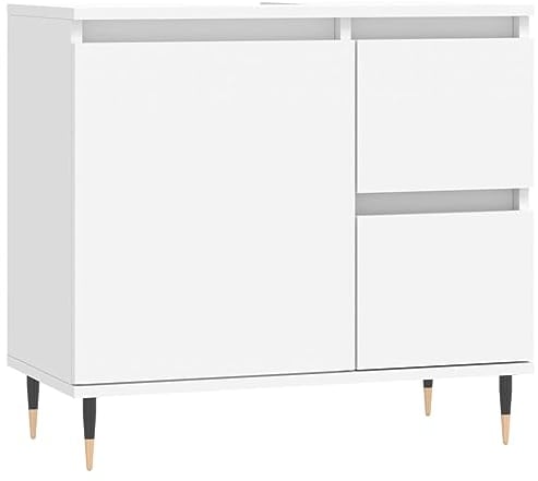 vidaXL Armario de baño Madera contrachapada Blanco 65x33x60 cm, Armario, Armario de baño con almacenaje, Mueble de baño, Mueble para baño