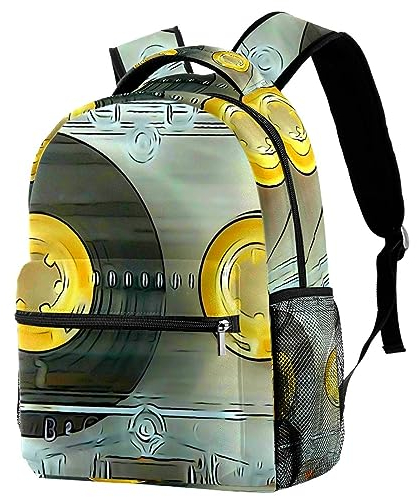 70er Jahre Retro Vintage Alte Musik Rucksack Casual Sport Tagesrucksack Reise Schultasche mit mehreren Taschen für Männer Frauen College, mehrfarbig, 29.4x20x40cm/11.5x8x16 in