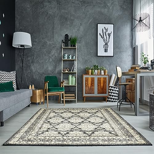 CUIMEI Läufer Teppich 120 x 170 cm rutschfest Wasserdicht Waschbar Sauberlaufmatte Mit Rutschfester Unterseite für Schlafzimmer Kinderzimmer, Grau A