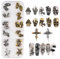 Schädel Nagel Kunst Charms, 12 Raster Metall Halloween Nail Charms, 3D Kreuz Totenkopf Nagel Schmuck, Retro Legierung Nail Art Dekorationen für DIY Halloween Party Supply (A)