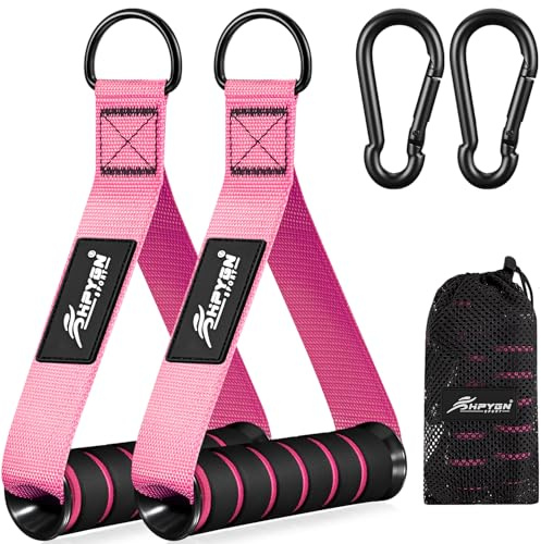 HPYGN Resistance Bands Handle, Gym Handles For Fitness Workout Bands, Pilates, Yoga, Crossover Tricep Exercise, Strength Trainer, Gym Cable Attachments with 2 Heavy Duty Carabiner Hooks