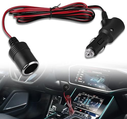 12/24V Adapter für Zigarettenanzünder, 12V kfz Verlängerungskabel Auto Zigarettenanzünder mit Schalter, Zigarettenanzünder Weiblich Konverter, 1M 180W Kabel 15A Sicherung Ladegerät Adapter Auto
