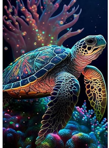DAERLE 5D Diamond Painting Complet Tortue de mer Diamant Kit, Animal des fonds marins Peinture Diamant Adulte, DIY Diamant Strass Point de Croix Cristal Painting pour Murale Décoration 30x40cm