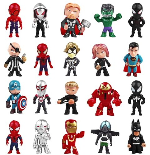 Kuchenaufstecker Xingsky Marvel Figuren set,20 Stück Mini Avengers Figuren, Marvel Figuren Klein Marvel Tortendeko Figuren für Kinder Junge Geburtstags Kuchen Dekoration Party Autodekoration