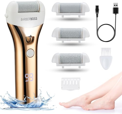 BarberBoss Electric Foot File Hard Skin Remover - Feet Hard Skin Remover Electric, Foot Files for Hard Skin, Premium Callus Remover for Feet, Comprehensive Pedicure Set for Feet QR-5087