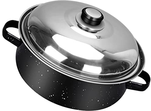 Milisten Covered Round Roaster Cookware Chinese Style Cast Iron Oven Pot Sweet Potato Pot Household Roasting Pot