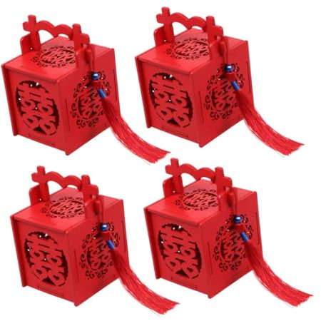VILLCASE 4 Stück Geschenkbox chinesische bonbonschachteln Süßigkeiten Bonbonschachteln Gastgeschenke Süßigkeitenkiste aus Holz hölzern schmücken China Süßigkeiten Box