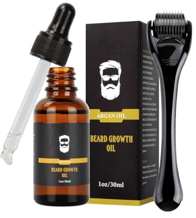 Beard Growth Kit-Beard Kit for Men/Beard Growth Oil, 0.5mm Beard Roller Stimulate Beard and Hair Growth, Beard Kit for Spot/Patchy Beard,Birthday &Valentines Gifts for Men Boyfriend Husband