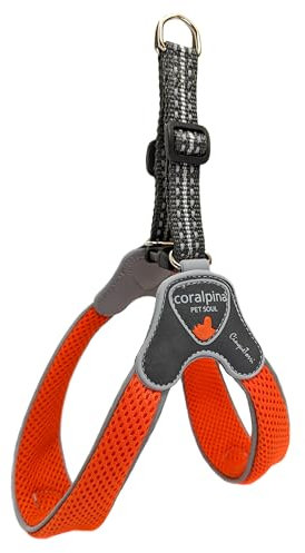 Coralpina - Geschirr Cinquetorri für kleine bis mittelgroße Hunde, weich und atmungsaktiv, schadet dem Fell nicht und behindert die Bewegungen nicht, Farbe Orange, Größe 3