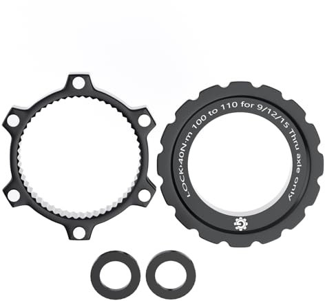 GRQUSTO Bike Centerlock to 6-Bolt Mount Adapter - Aluminum Alloy Centerlock Adaptor, Bicycle Accessories for Mountain, Road Bike 9/12/15mm Thru Hub Axles, 100x15mm to 110x15mm