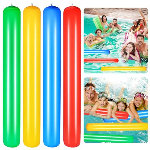 4 Stück Schwimmnudel Poolnudel, Langer Aufblasbarer Schwimmbad Nudelschwimmer,Schwimmnudel Float Spielzeug,Poolnudel Hohl Bunt,Schwimmstange Pool Langlebiger,Schwimmnudel für Kinder Erwachsene