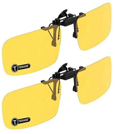 TERAISE 2-Pack Nachtsichtclip für polarisierte Sonnenbrillen Herren/Damen UV400 Klappbarer Ideal für Autofahrer und Outdoor/Angeln(2Yellow)